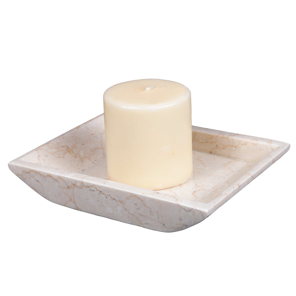 Creative Home Champagne Marble Boat Shaped Candle Holder - Matte finish