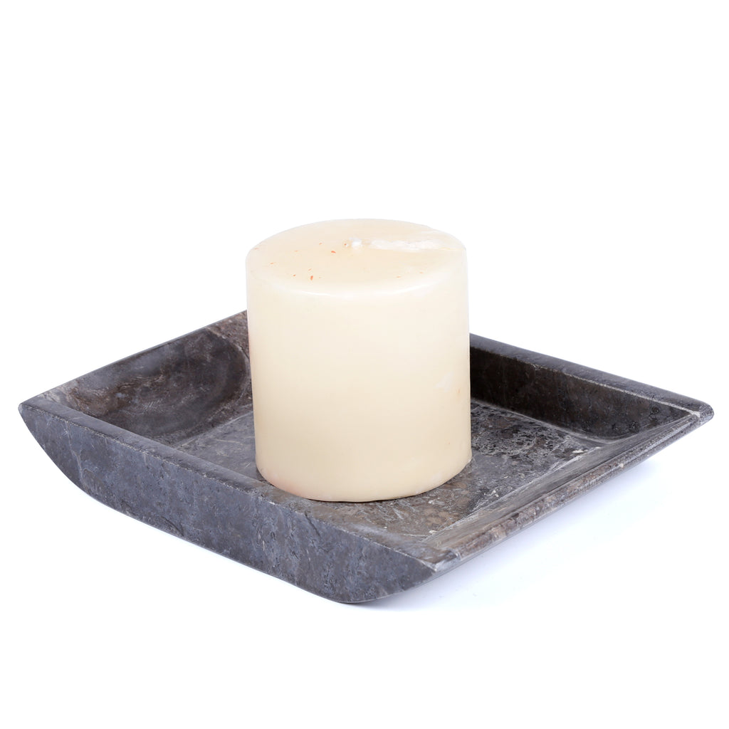 Creative Home Marble Boat Shaped Candle Holder - Charcoal Marble