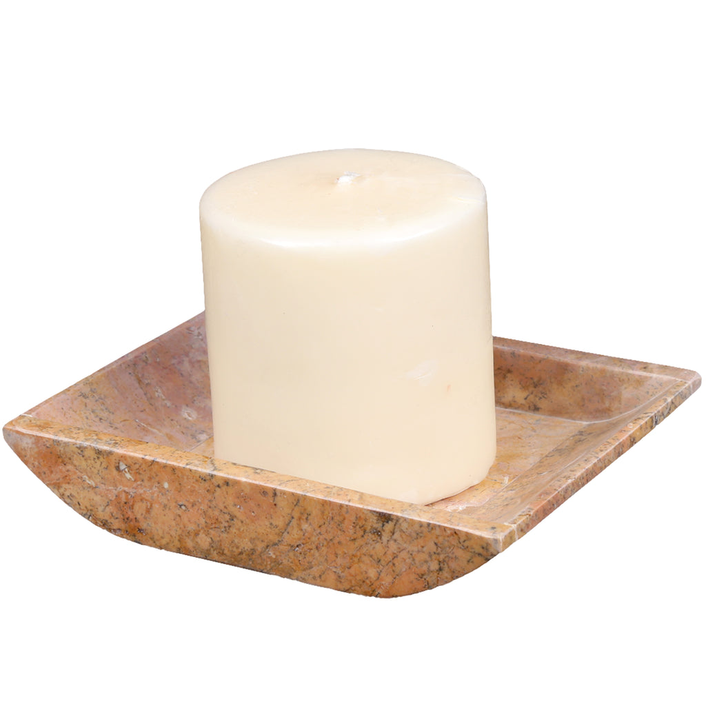 Creative Home Marble Boat Shaped Candle Holder - Rose Matte Finish