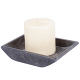 Creative Home Marble Boat Shaped Candle Holder - Charcoal Matte Finish