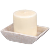 Creative Home Champagne Marble Stone Boat Shaped Candle Holder-Small, Beige