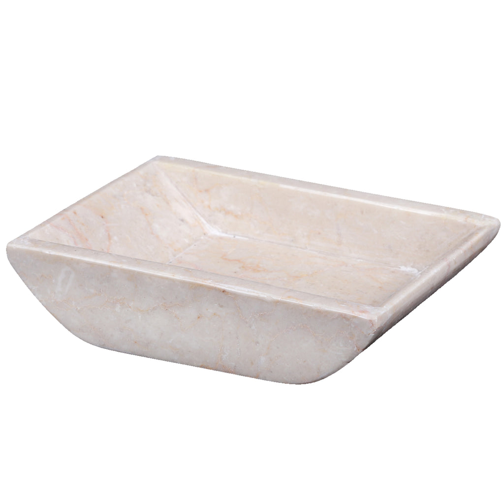 Creative Home Champagne Marble Stone Boat Shaped Candle Holder-Small, Beige
