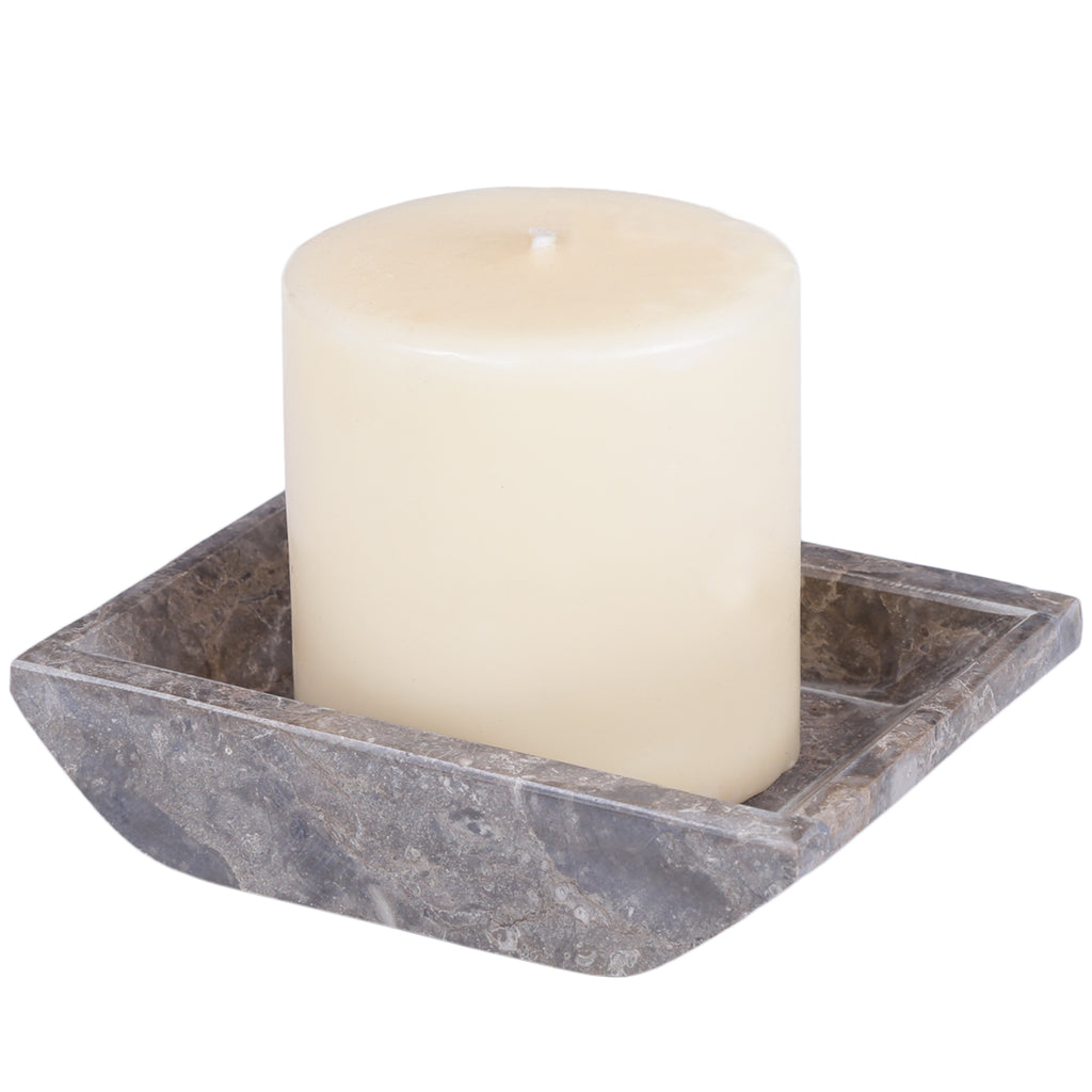 Creative Home Marble Boat Shaped Candle Holder, Small - Charcoal Color