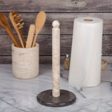Deluxe Natural Two-Tone Marble Paper Towel Holder, Kitchen Towel Dispenser, Champagne & Charcoal Marble