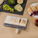 Creative Home Natural 2-Tone Marble 5" L x 8" W Cheese Slicer Butter Cutter,  Champagne/ Charcoal Marble