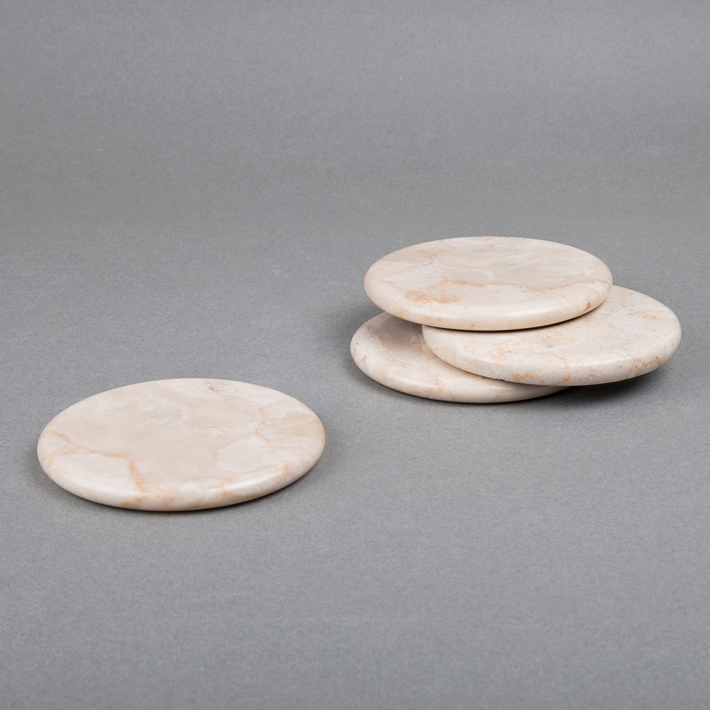 Creative Home Natural Champagne Marble Set of 4 Piece Round Coasters