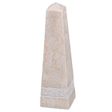 Creative Home Champagne Marble 10" Obelisk with Hand Carving