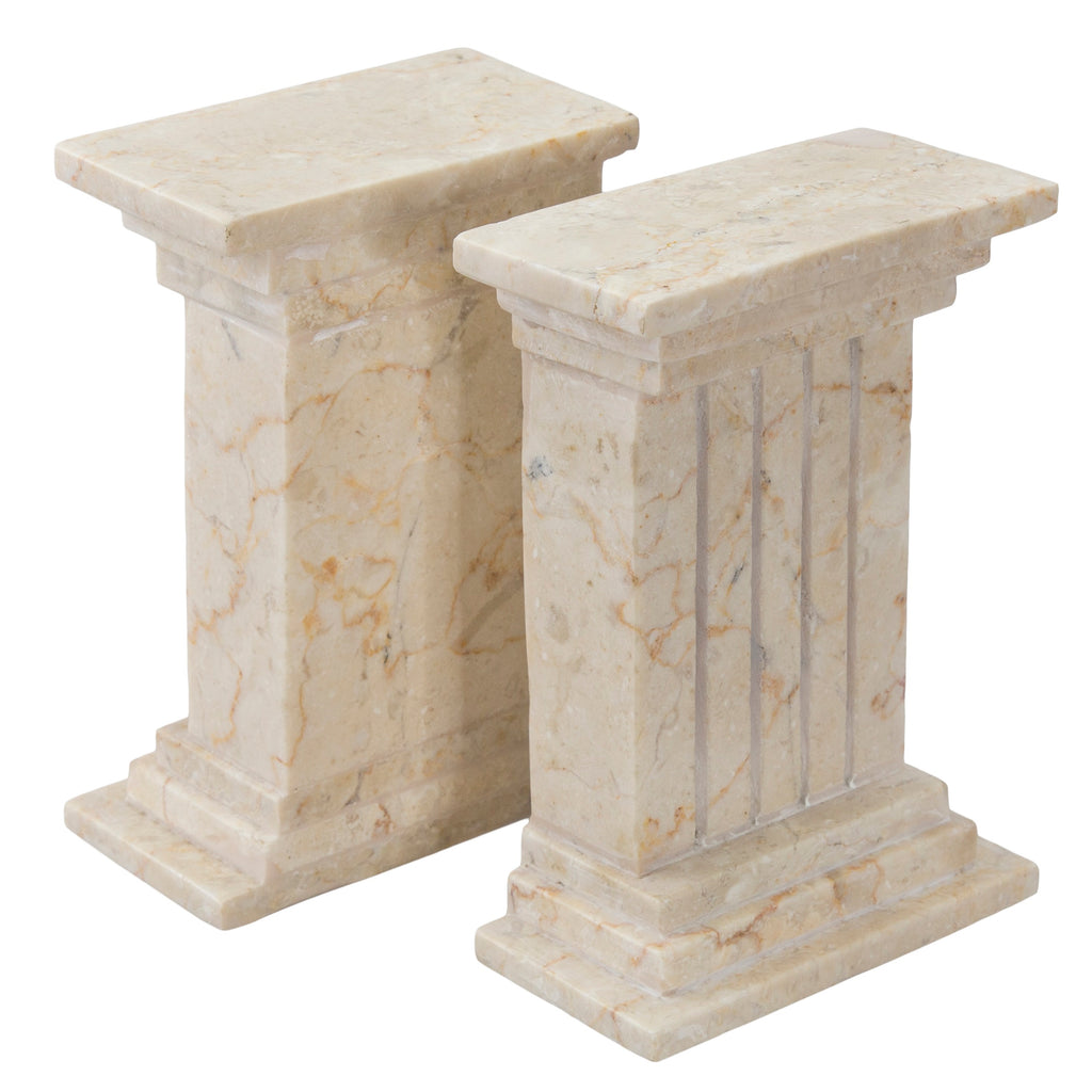 Creative Home Champagne Marble Stone Bookend Set, Column Style