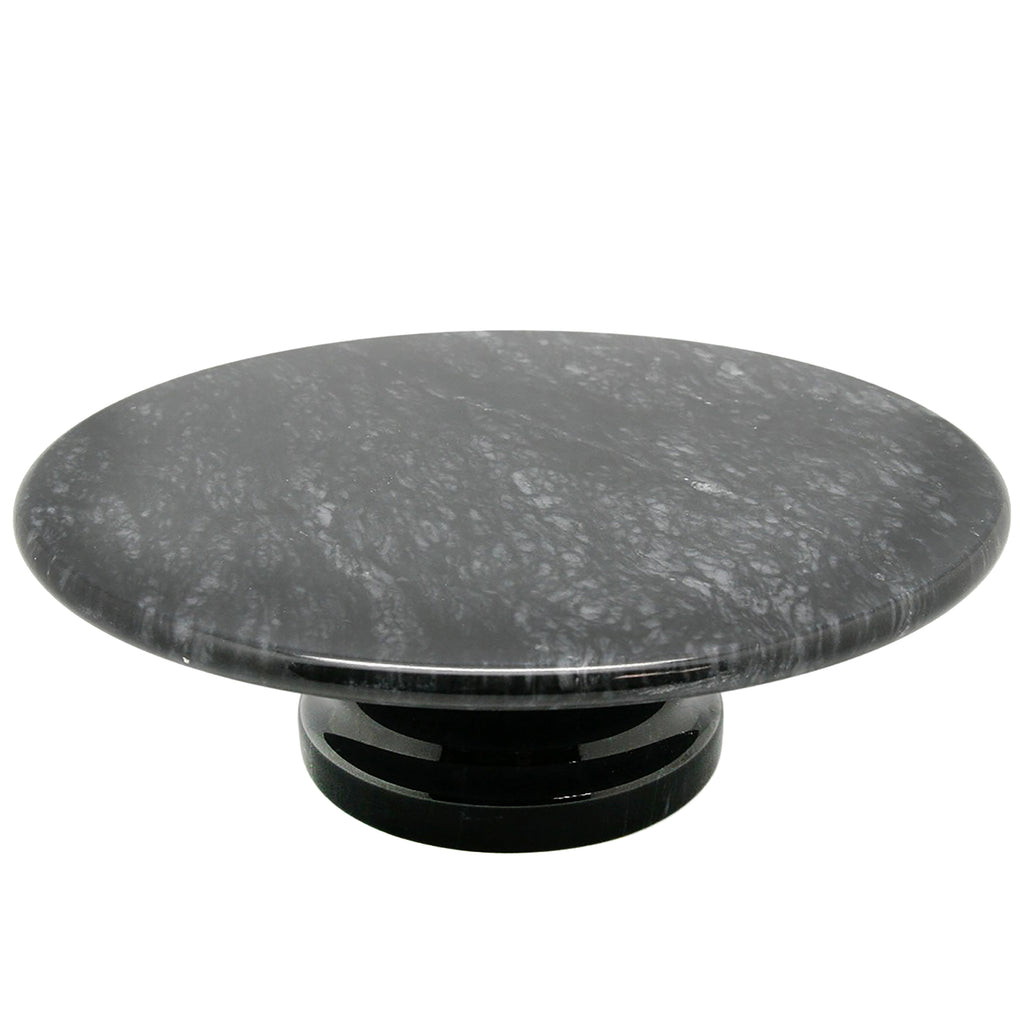 Creative Home Black Marble 10" x 10" Cake Plate on Pedestal