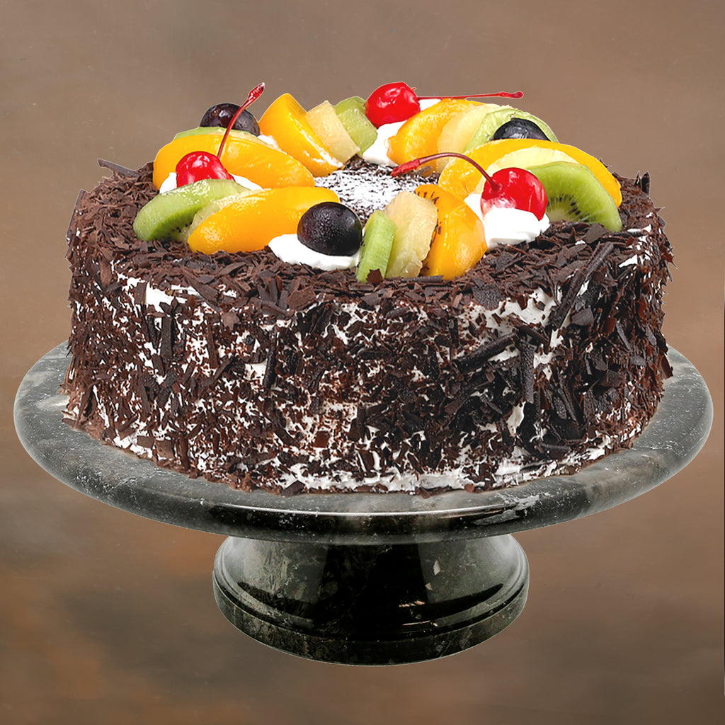 Creative Home Charcoal Marble 10" x 10" Cake Plate on Pedestal