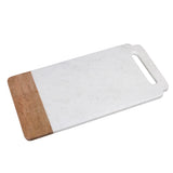 Creative Home Natural White Marble With Mango Wood 18" x 9" Handled Serving Board, Pastry Board