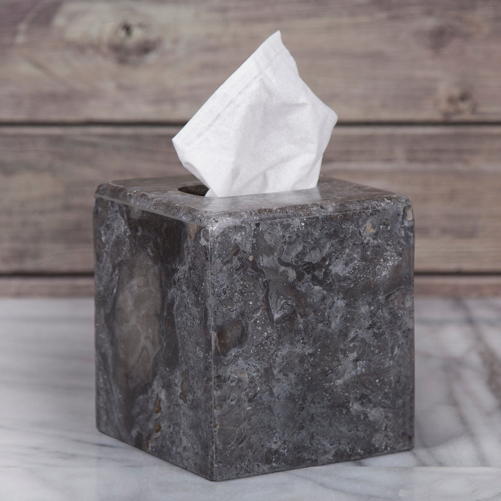 Creative Home Charcoal Marble Square Box Holder Tissue Cover(Defective, with sticker stains on one side)