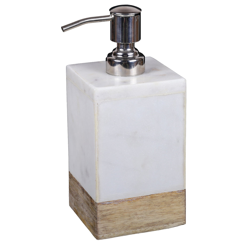 Creative Home Natural Marble and Mango Wood Lotion Liquid Soap Dispenser
