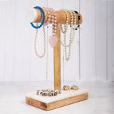 Creative Home Natural Marble and Mango Wood Necklace, Bangle Bar, Display Stand