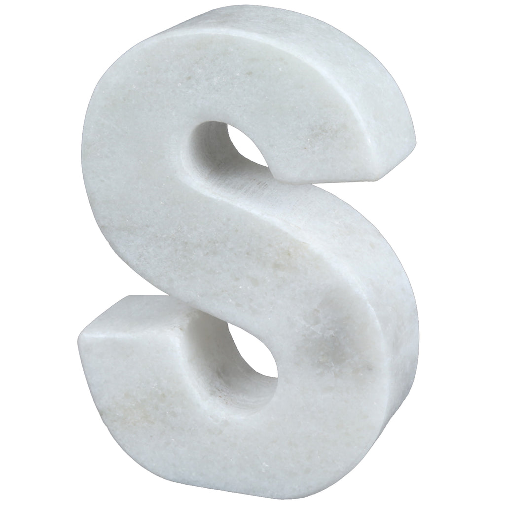 Creative Home Natural Marble Stone Letter S Bookend, Paper Weight