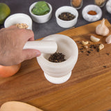 Creative Home Natural Marble Mortar and Pestle Set, Spice Grinder, Guacamole Molcajete Bowl, Kitchen Spices, Herbs, Pesto Grinder, Off White