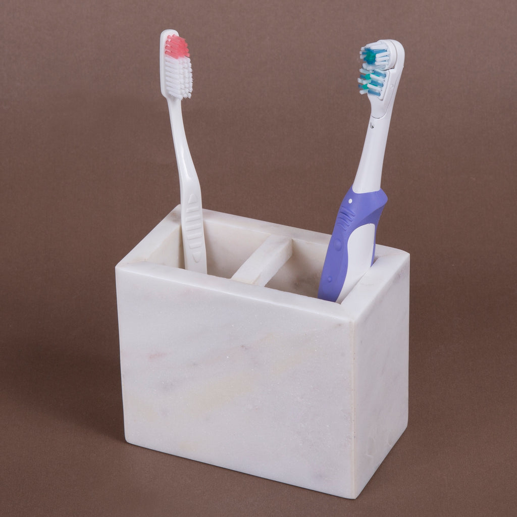 Creative Home Natural Marble Toothbrush Holder Makeup Brush Bathroom Countertop Organize