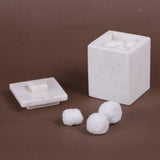 Creative Home White Marble Cotton Ball Holder