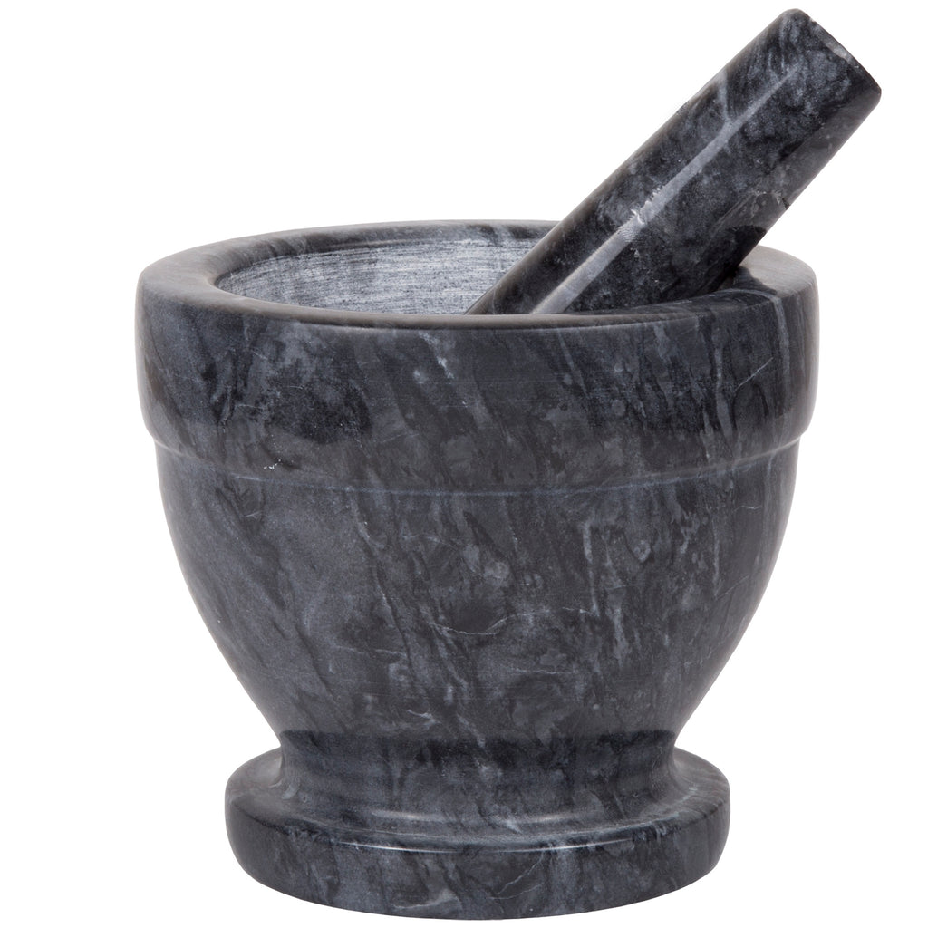 Creative Home Natural Black Marble 5-1/4” Diam Mortar and Pestle Set