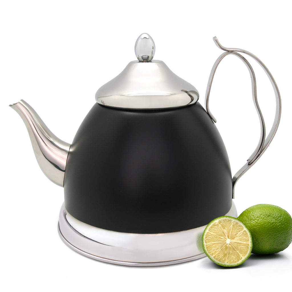 Nobili-Tea 1.0 Quart Stainless Steel Tea Kettle with Removable Infuser Basket and Aluminum Capsulated Bottom