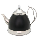 Evco International Nobili 2.0 Qt. Stainless Steel Tea Kettle with Removable Infuser Basket, quart, Opaque Black