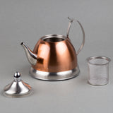Creative Home 1.0 Qt. Stainless Steel, Copper Tea Kettle with Removable Infuser Basket