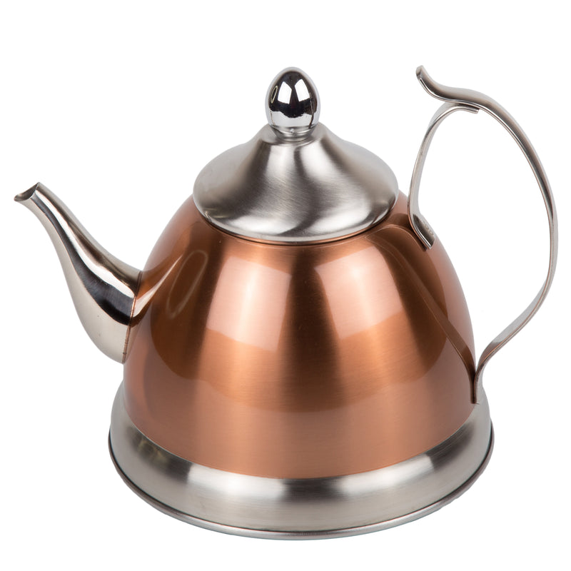 Creative Home 2.3 qt. Stainless Steel Whistling Tea Kettle Teapot with Ergonomic Wood Rubber Touching Handle, Opaque Gray with Speckle 11273