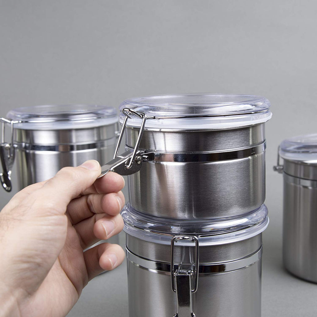 Kitchen Canister Set 4 Piece Stainless Steel Containers Air Tight