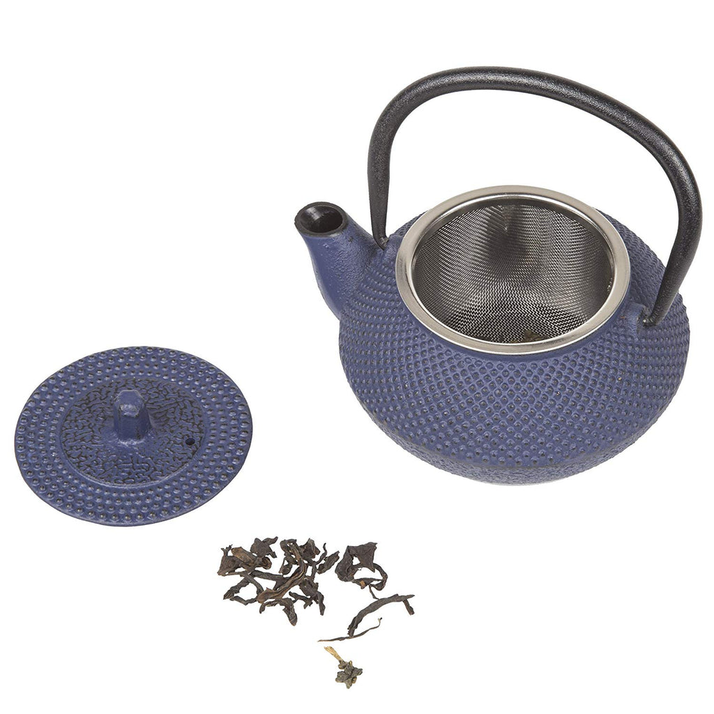 Kyusu Cast Iron Tea Pot, 10 oz., Blue