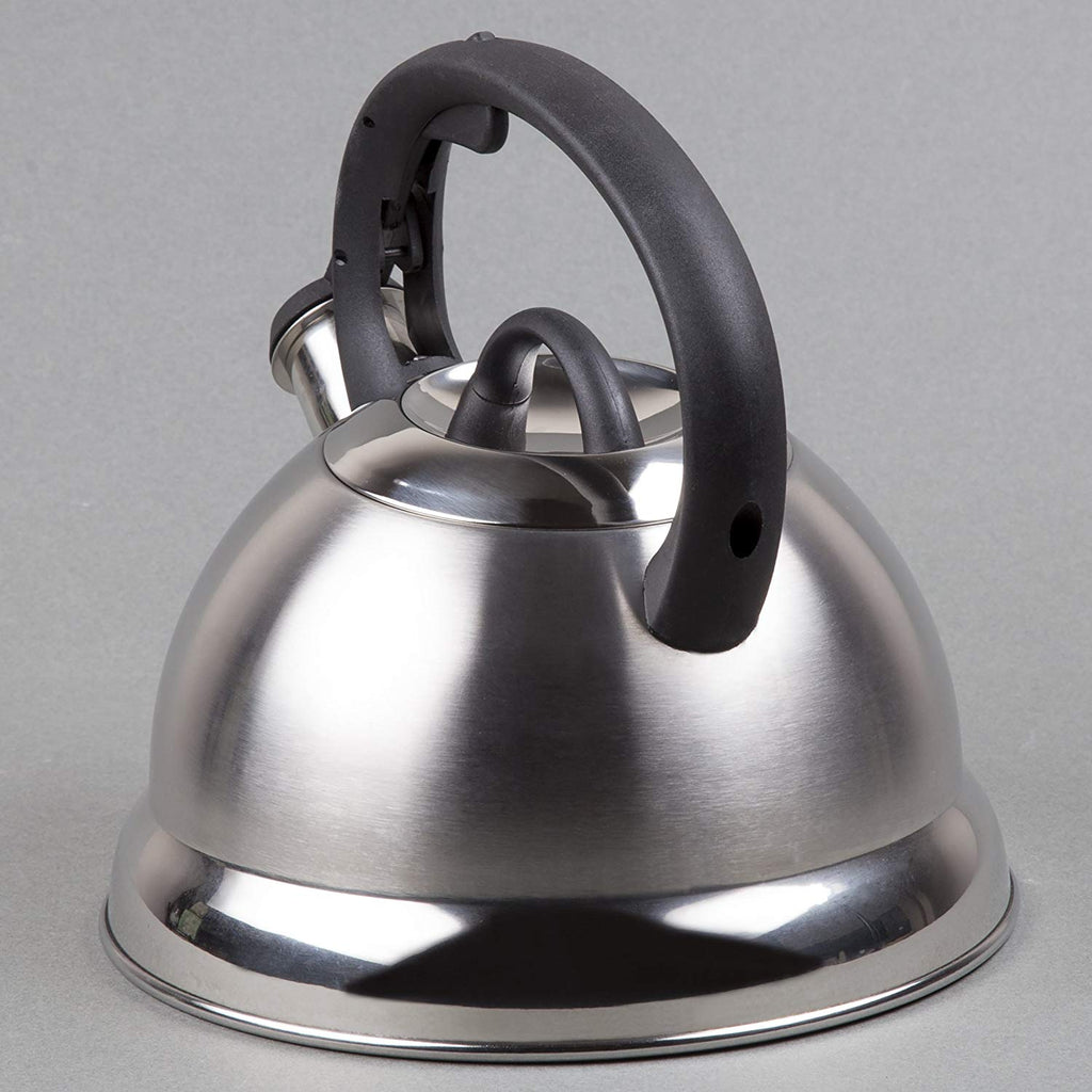 Tribute 2.4 Qt. Stainless Steel Whistling Tea Kettle with Brushed Finish, Silver