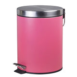 5 Liter Stainless Steel Round Step Trash Can with Pink Powder Coating Finish
