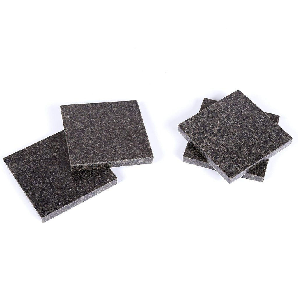 Natural Stone Granite Coaster Set (Set of 4), 4", Gray