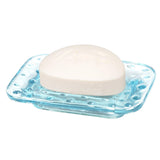 Creative Home Transparent Blue Dot Glass Soap Dish, Soap Tray Holder