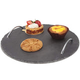 Board Slate round tray with handle 11.75",
