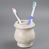 Creative Home Natural Champagne Marble Deluxe Tooth Brush Holder, Organizer