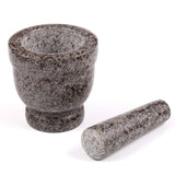 Natural Stone Granite Mortar and Pestle Set, 4" x 4", Gray