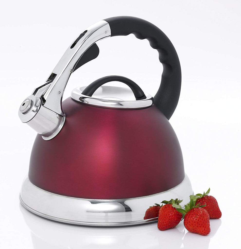 Stainless Steel Whistling Tea Kettle Tea Pot 3L Lightweight Camping Kettle  Red