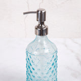 Transparent Blue Dot Glass Liquid Soap, Lotion Dispenser
