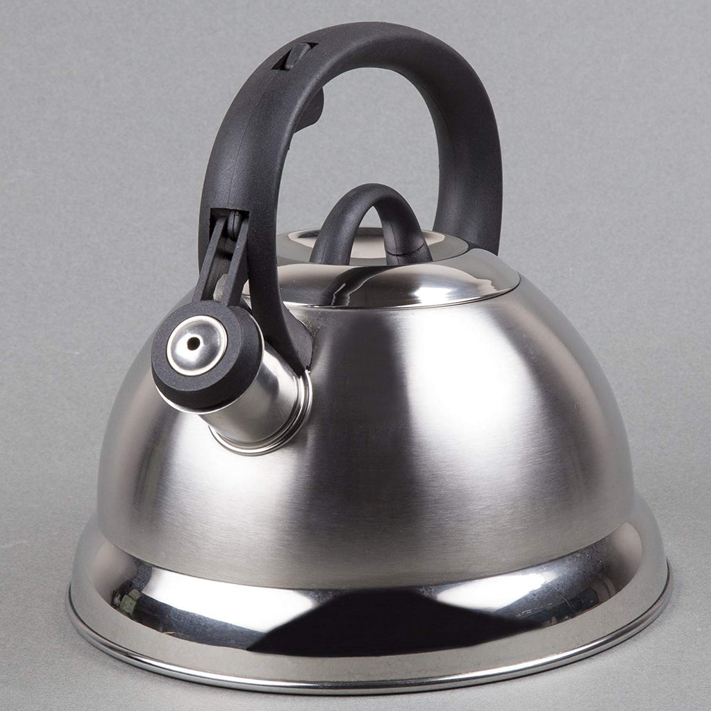Tribute 2.4 Qt. Stainless Steel Whistling Tea Kettle with Brushed Finish, Silver