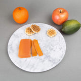 Genuine Natural Marble 12" Round Serving Board, Cheese Serving Plate, Off-White