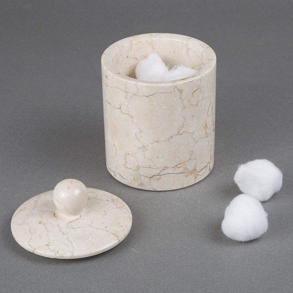 Natural Champagne Marble Cotton Ball Holder