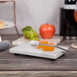 Natural Marble 5” x 8” Cheese Slicer, Butter Cutter with Rubber Feet, Off-White (Patterns may very)